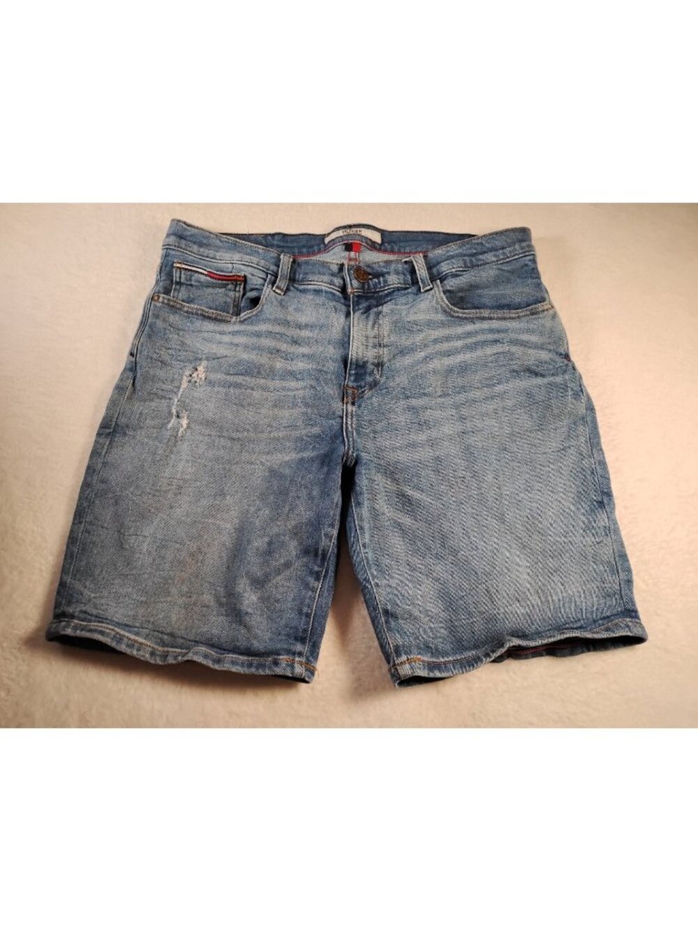 Vintage Tommy Hilfiger Jean Denim Shorts Y2K Jorts Distressed Stretch Size 34